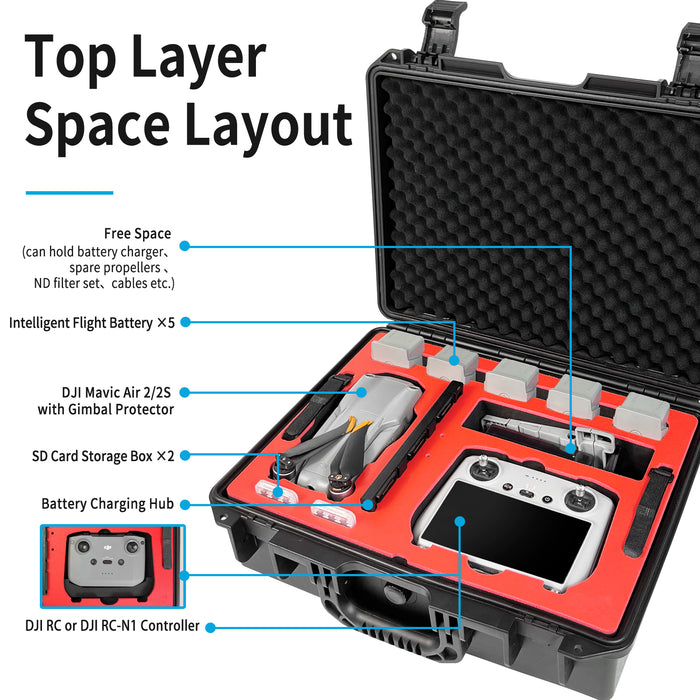 FPVtosky Double Layer Hard Case for DJI Air 2/2S