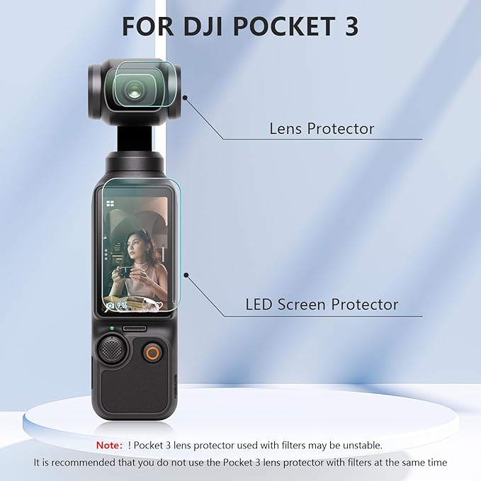 FPVtosky 2 Lens Protector + 2 LCD Screen Protector for DJI Osmo Pocket 3