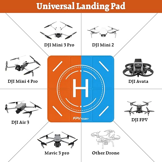 FPVtosky Drone Landing Pad, Universal Large 20"(51cm) Fast-fold Double Sided Waterproof Landig Pad