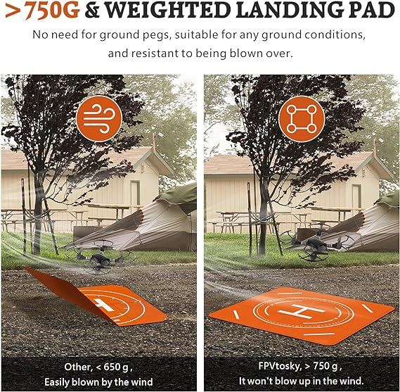 FPVtosky Drone Landing Pad, Universal Large 25.2"(64cm) Fast-fold Double Sided Waterproof Landig Pad