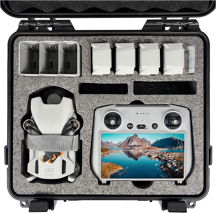 FPVtosky Waterproof Hard Case for DJI Mini 3/ Mini 3 Pro, Free Props Strap and MicroSD Card Case Included